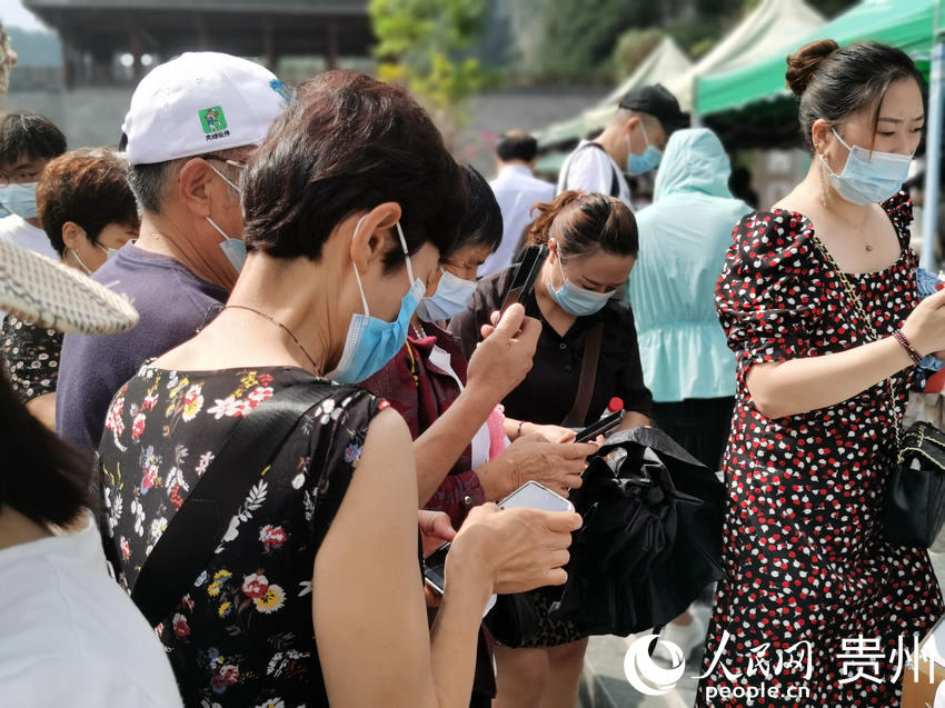 游客正在掃描健康碼進入景區。人民網 陳晶晶攝