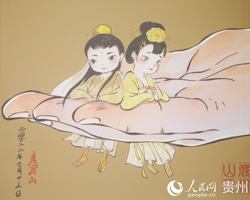 現場展出的部分作品。人民網 龍章榆攝