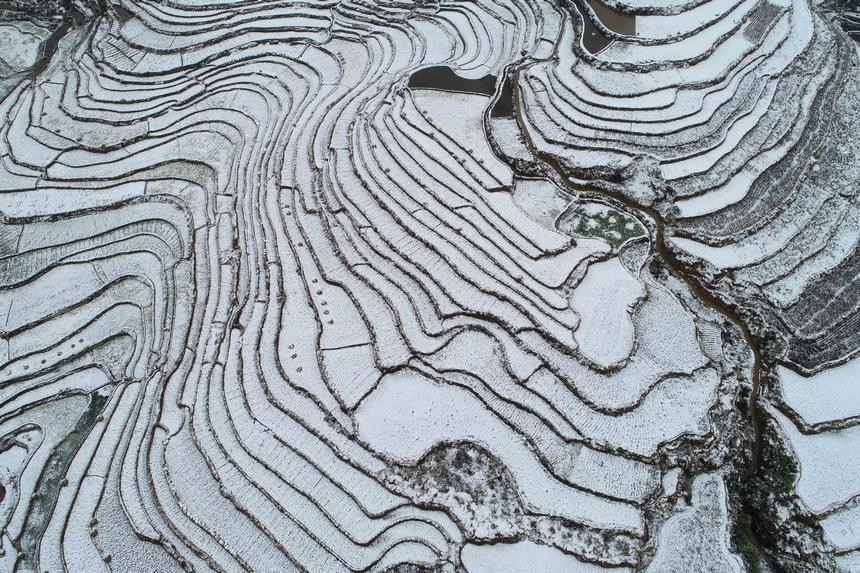 高要村雪后景色（無人機照片）。楊武魁攝