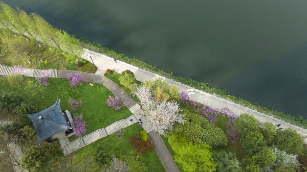 畢節市七星關區倒天河沿線水清景美,吸引眾多市民游客賞景拍照。文杰攝