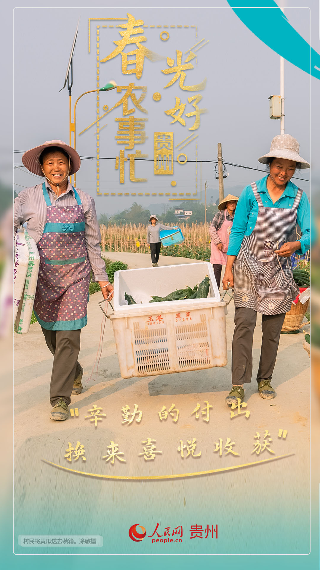 “辛勤的付出 換來喜悅收獲”。