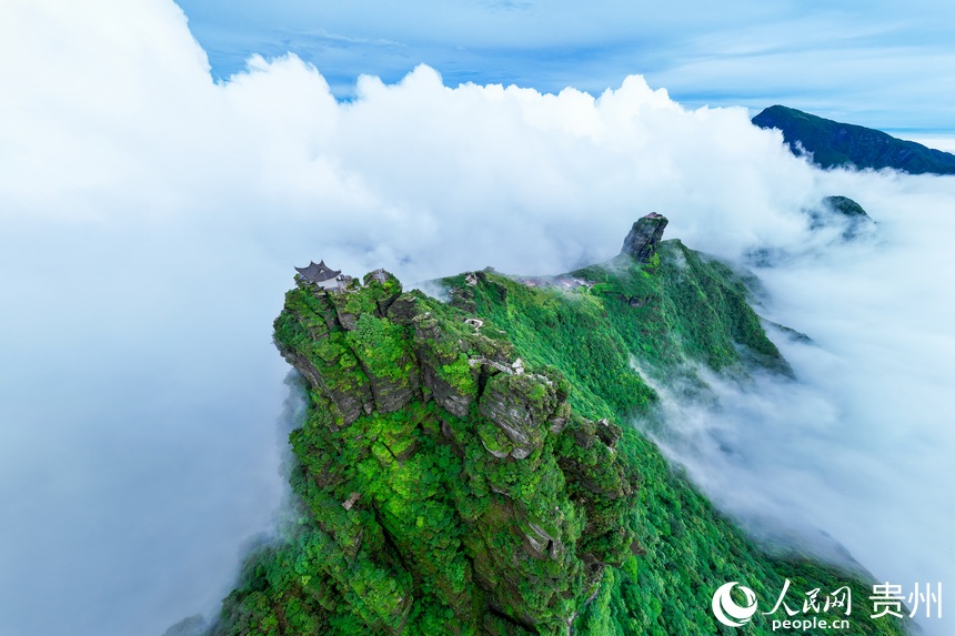 云霧繚繞的梵凈山。人民網記者 涂敏攝