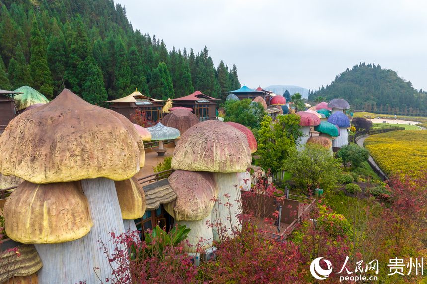 航拍景區(qū)內(nèi)的主題酒店。人民網(wǎng)記者 涂敏攝