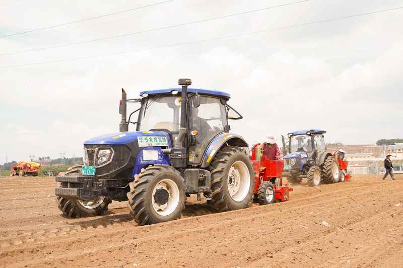 3月31日,在威寧自治縣觀風海鎮全程機械化馬鈴薯種薯擴繁基地,農機在耕種馬鈴薯。趙慶能攝