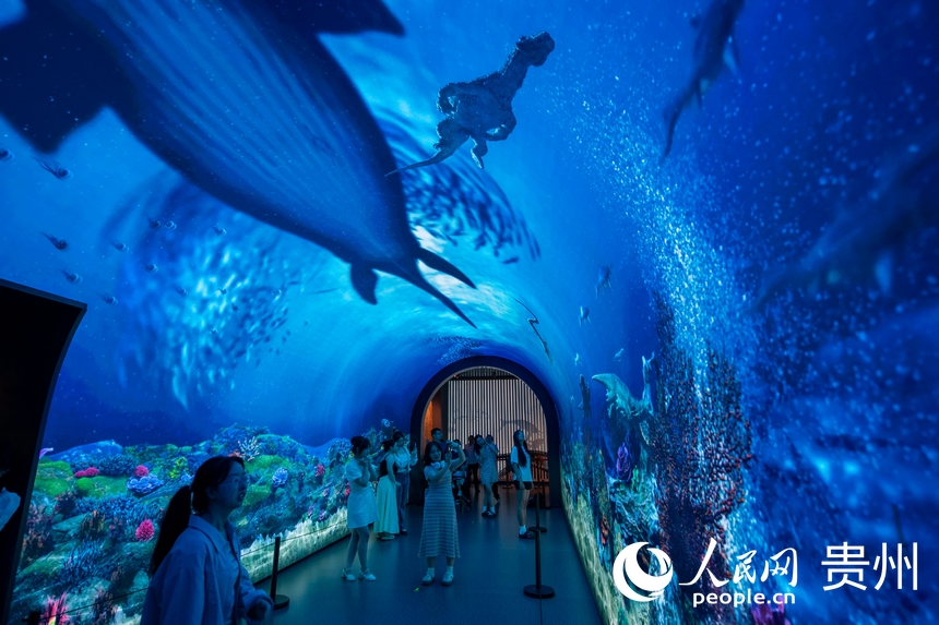 6月21日，在貴州省地質博物館，游客正在參觀游覽。人民網記者 翁奇羽攝