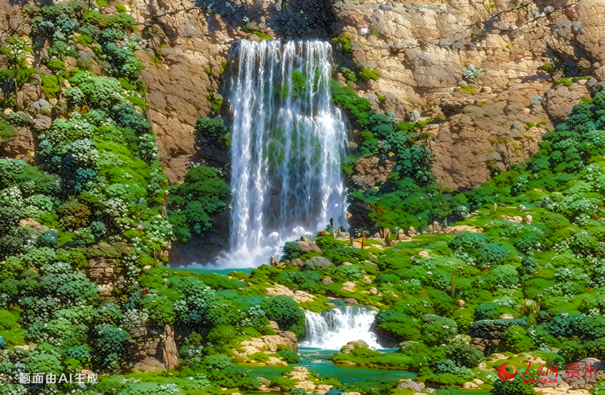 羊皮洞瀑布,位于貴陽市暗流鄉貓跳河南岸,這里有獨特的地下暗河瀑布,在絕壁處破崖而出。
