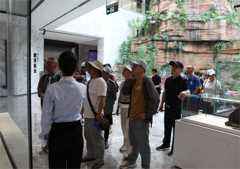 游客在習酒文化城專心聽講解。