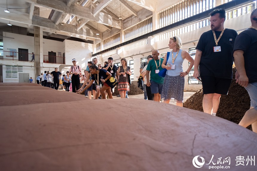 嘉賓參觀醬酒古法釀造工藝。人民網記者 涂敏攝
