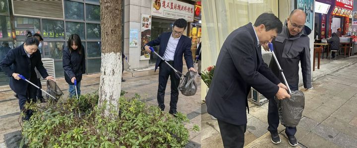 1、郵儲銀行貴州省分行志愿者在開展清潔服務(wù)。