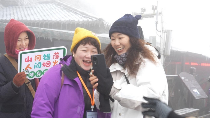 游客們拍照打卡。