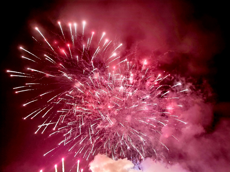 絢麗煙花點亮夜空。余杭帆攝