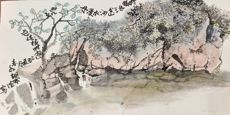 山水小品,以筆墨傳丹霞谷的幽境與靈動。習水縣融媒體中心供圖