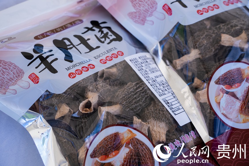 現場展出的袋裝羊肚菌。人民網記者 涂敏攝