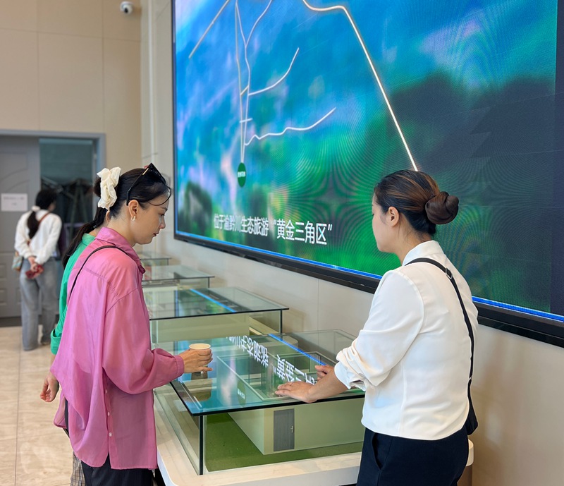 金蘭鳳凰度假區內，導游為游客做講解。任思宇攝