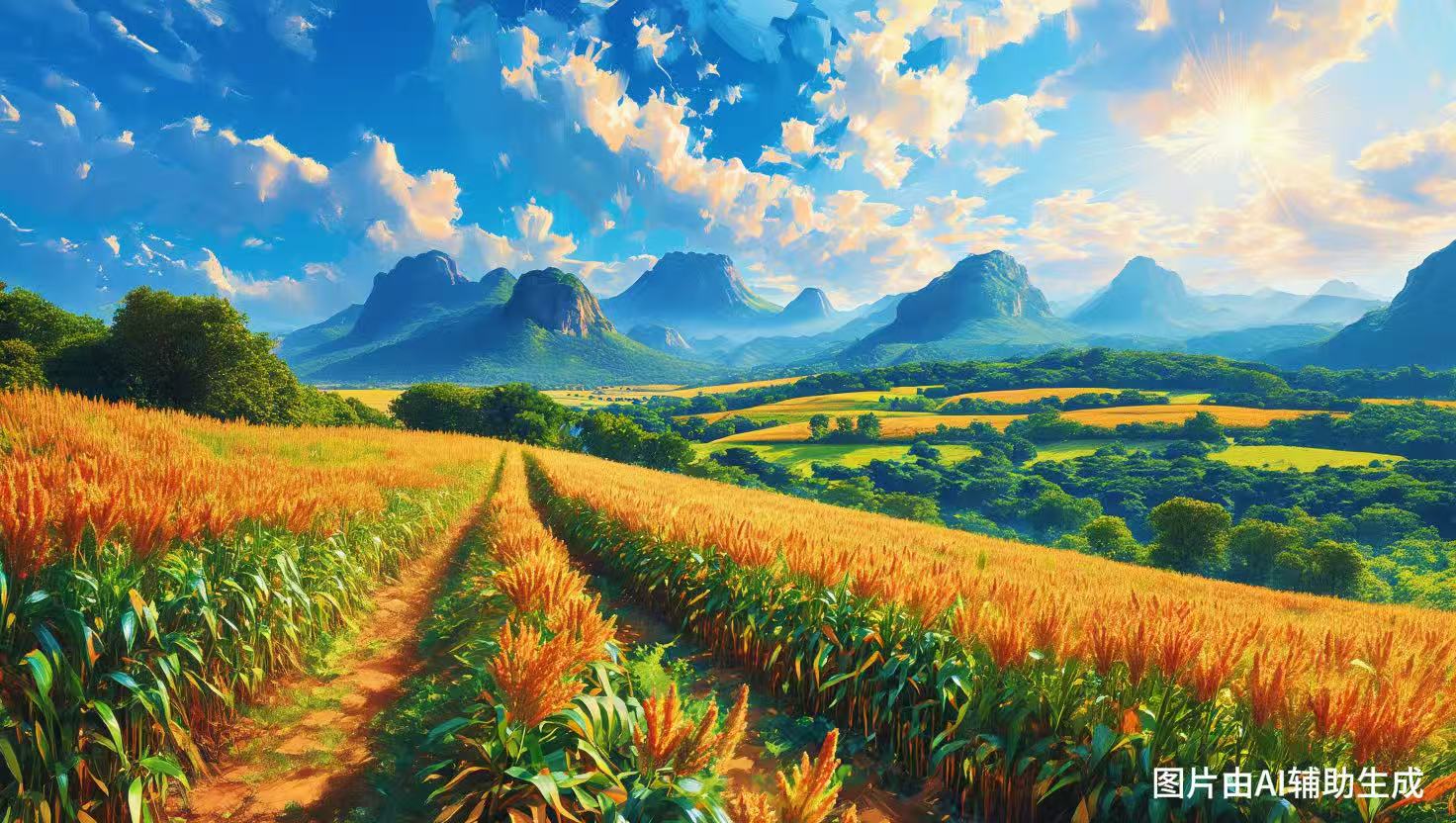 AI繪豐收 高粱田里的新光景。