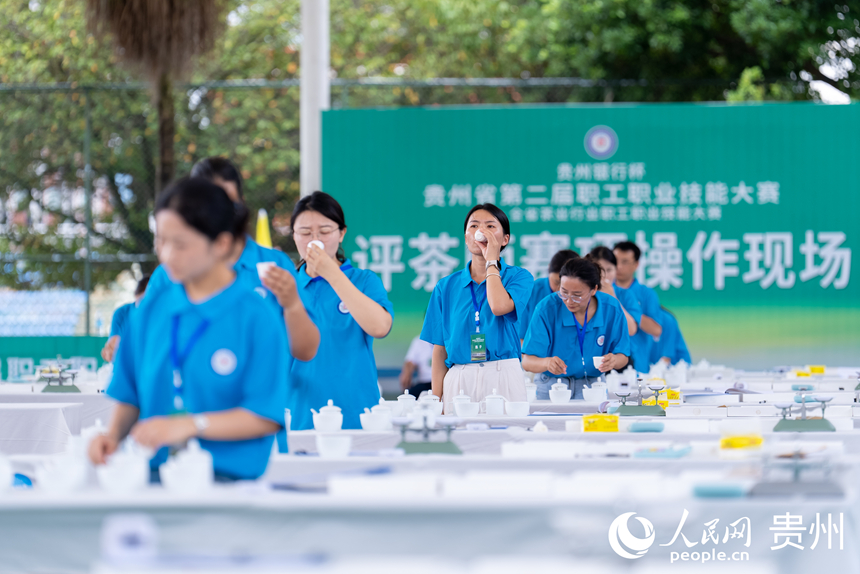 評茶師比賽現場。人民網記者 涂敏攝