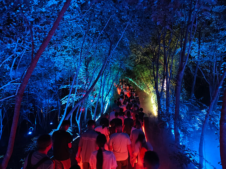 夜游路上游客如潮。