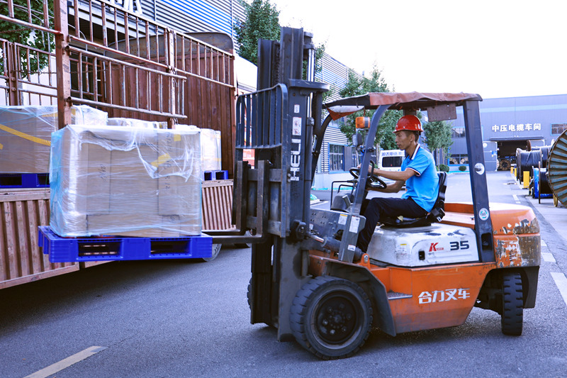 出口法國貨物裝車現場。