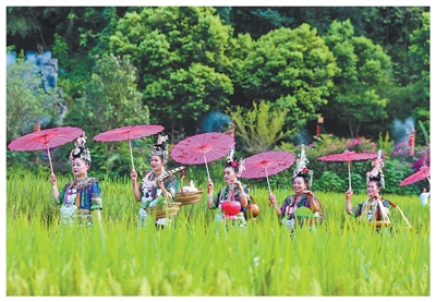 貴州黎平縣肇興侗寨,“村歌”隊員參加比賽。