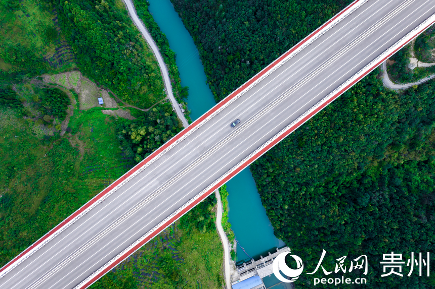 車(chē)輛在平塘特大橋上行駛。人民網(wǎng)記者 涂敏攝