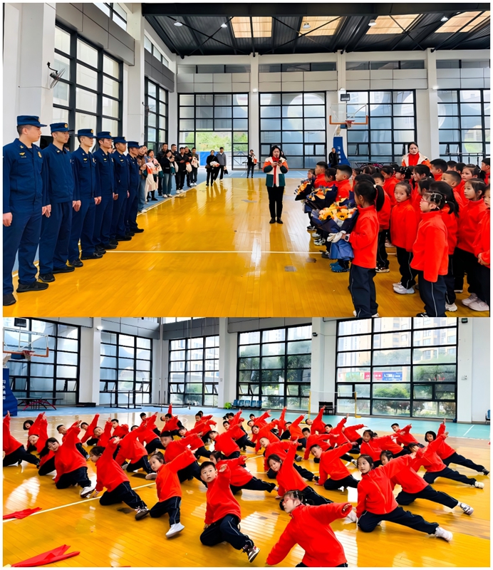 孩子表演《英雄夢》舞蹈,向消防員獻花致敬。.jpg